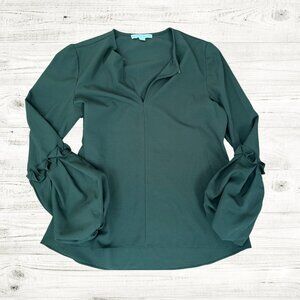 ANTONIO MELANI SMALL Green Bell Sleeve Blouse with Mandarin Collar